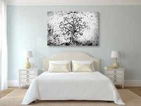 Stampa su tela – Simbolo dell'albero della vita in bianco e nero