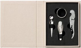 Set di 4 accessori per vino con scatola libro The Essentials