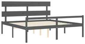 Letto per Anziani con Testiera Grigio Super King Legno Massello