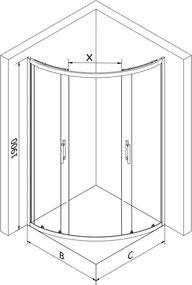 Mexen Rio cabina doccia semicircolare 70 x 70 cm, fasce bianche, cromo + piatto, bianco - 863-070-070-01-20-4710