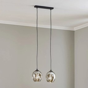EMIBIG LIGHTING Lampada a sospensione Starla a 2 luci, vetro grafite