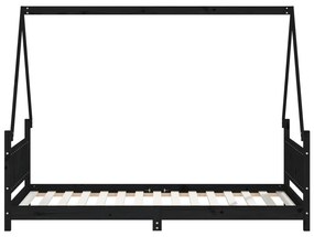 Giroletto per bambini nero 90x190 cm in legno massello di pino