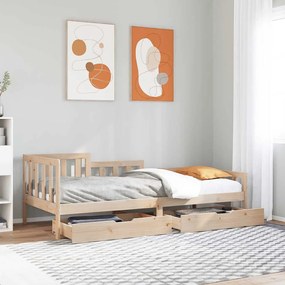 Dormeuse Con Cassetti 80x200 Cm İn Legno Massello Di Pino /