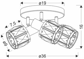 Faretto DUBAI 3xE14/40W/230V diametro 36 cm nero/oro