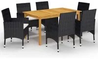 Set Mobili da Pranzo per Giardino 7 pz Nero cod mxl 36102