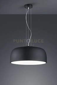 Baron sospensione tonda metallo nero con diffusore satinato d.52 cm...