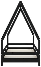 Giroletto per bambini nero 90x200 cm in legno massello di pino