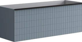 Mobile da bagno sospeso sotto lavabo Pixel grid 1 cassetto L 120 x H 40 x P 45.5 cm blu indaco laccato opaco, con maniglia alluminio nero opaco