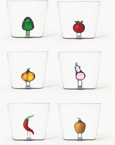 Set di 6 bicchieri acqua in vetro borosilicato fatti a mano Vegetables
