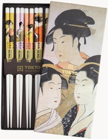 Set di 5 paia di bacchette in bambù Geisha