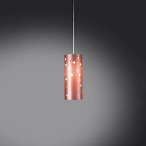 Sospensione Moderna A 1 Luce Pois In Polilux Bicolor Rosa Metallico Made In Italy
