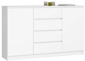 Credenza Soggiorno 2 Ante 4 Cassetti 160x40x100 Artika Bianca