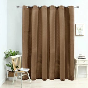 Tenda Oscurante Con Anelli İn Metallo Velluto Beige 290x245 Cm /