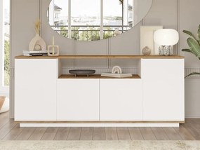 Credenza con 4 ante e 1 ripiano Naturale chiaro e Bianco - LOTULA