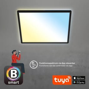 Briloner 7060-015 - Pannello LED dimmerabile SLIM 22W/230V 42x42 cm nero Wi-Fi Tuya + telecomando