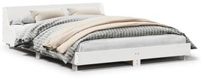 Letto Senza Materasso Bianco 135x190 Cm Legno Massello Di Pino /