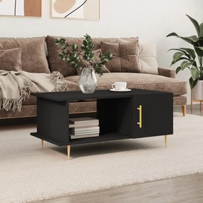 Tavolino Da Salotto Nero 90x50x40 Cm İn Legno Multistrato /