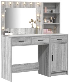 Set da toeletta in 2 pezzi con led grigio in legno ingegnerizzato