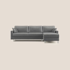 Andromeda divano letto angolare in velluto morbido impermeabile T01 grigio