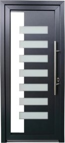 Portoncino d'ingresso 20022 L 90 x H 210 cm in PVC antracite, apertura spingere a sinistra, falso telaio non incluso
