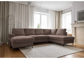 Divano letto in velluto a coste marrone (angolo destro) Lofty Lilly - Miuform