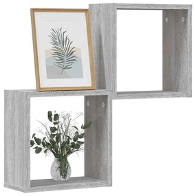 Mensole Parete A Cubo 2 Pz Grigio Sonoma 30x15x30 Cm /