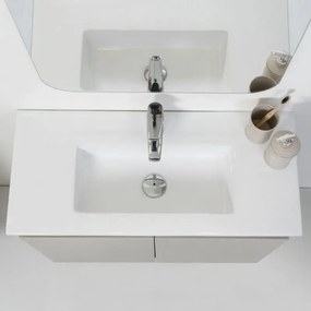 Mobile Bagno Sospeso 2 Ante Tortora L.80cm con Specchio