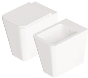Coppia Di Sanitari a Terra Senza Brida Alice Ceramica "Hide Square" Bianco Opaco
