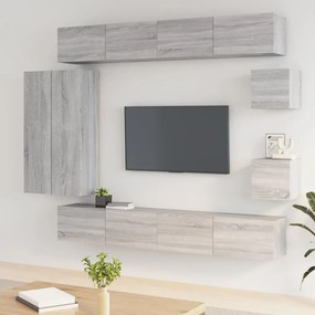 Set Di Mobili Porta Tv 8 Pz Grigio Sonoma İn Legno Multistrato /