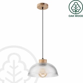 Lampada a sospensione su cavo PIA 1xE27/60W/230V Ø 30 cm rovere