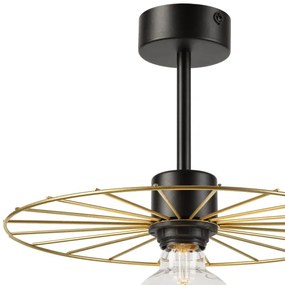 Lampadario a sospensione con supporto rigido MONTANA 1xE27/15W/230V diametro 30 cm oro/nero