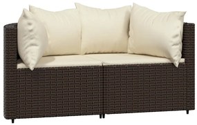 Divani angolari da giardino con cuscini 2pz polyrattan marrone