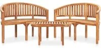 Set Salotto da Giardino 3 pz Design Curvo in Massello di Teak 3059966