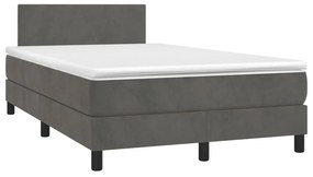 Letto A Molle Materasso E Led Grigio Scuro 120x190cm İn Velluto /