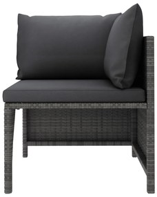 Set Divani da Giardino 5 pz con Cuscini in Polyrattan Grigio