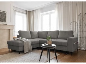 Divano letto in velluto a coste grigio (angolo sinistro) Lofty Lilly - Miuform