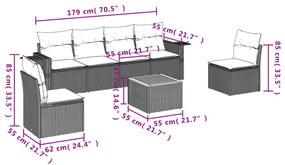 Set Divani da Giardino con Cuscini 7pz Nero Polyrattan