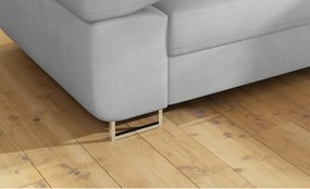 Divano angolare grigio chiaro allungabile/con contenitore (con penisola a destra/a L) e rivestimento in velluto Anton – ELTAP