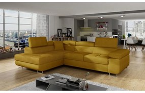 Divano angolare giallo allungabile/con contenitore (con penisola a sinistra/a L) Anton – ELTAP