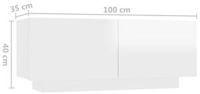 Comodino Bianco Lucido 100x35x40 cm in Truciolato