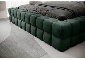 Letto matrimoniale imbottito verde scuro con contenitore e rete inclusi 160x200 cm Dizzle – ELTAP