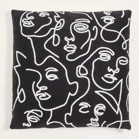 Cuscino quadrato in cotone (45x45 cm) Neis Bianco - Nero - Sklum