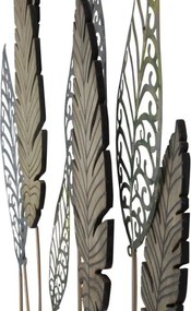 Pannello Decorativo In Ferro E Legno Foglie 75x2,5x87 Cm Oro E Argento Ver.C