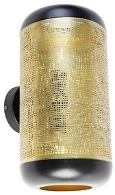 Applique da parete vintage nero con ottone 20 cm 2 luci - Kayleigh