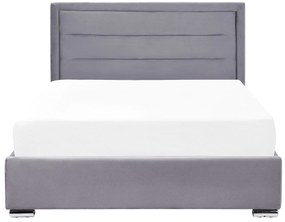 Letto matrimoniale con contenitore velluto grigio scuro 140 x 200 cm ROUEN Beliani