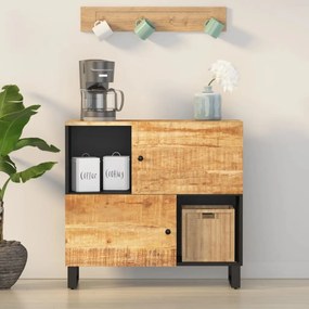 Credenza Con 2 Ante 80x33x75 Cm İn Legno Massello Di Mango /