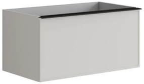 Mobile da bagno sotto lavabo Pixel frame laccato opaco grigio pastello e maniglia in alluminio nero L 80 x H 40 x P 45.5 cm 2 cassetti, lavabo non incluso