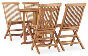 Set Da Pranzo Da Giardino 5 Pz Pieghevole İn Massello Di Teak /