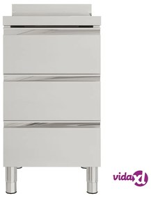 vidaXL Mobiletto da Cucina Commerciale con 3 Cassetti in Acciaio Inox