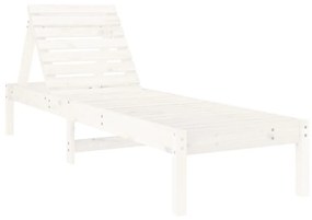 Lettino prendisole bianco 199,5x60x74 cm legno massello di pino